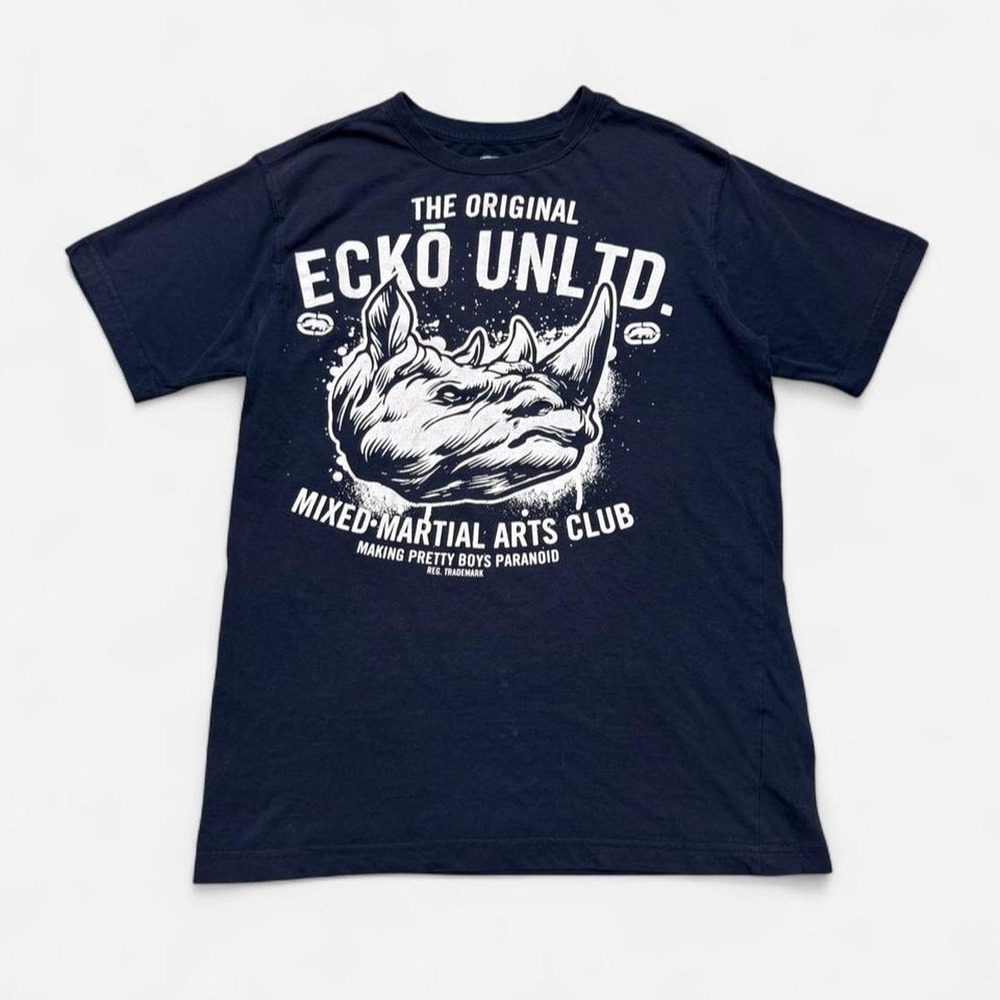 Ecko Unltd MMA Club Rhino Graphic Tee Navy Blue Small RN 117927